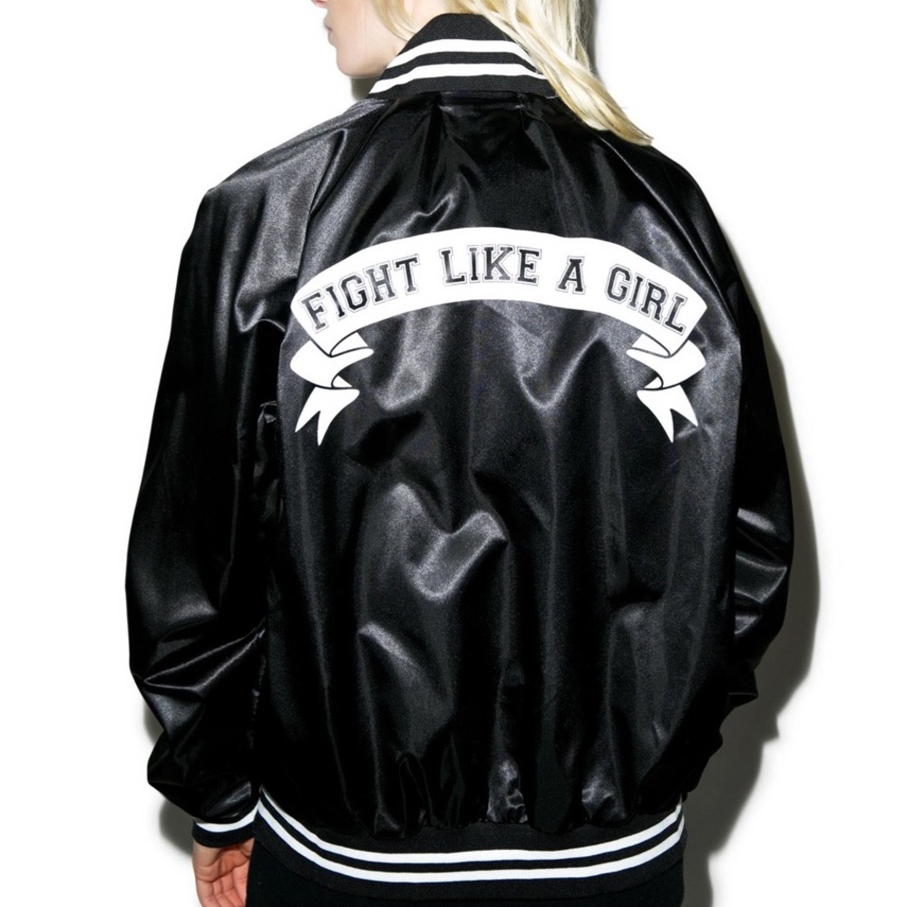 FIGHT LIKE A GIRL BASEBALL JACKET